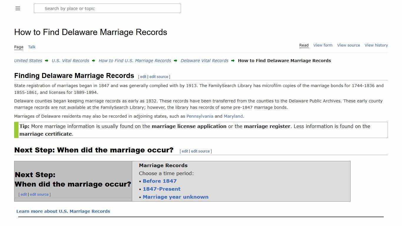 How to Find Delaware Marriage Records • FamilySearch