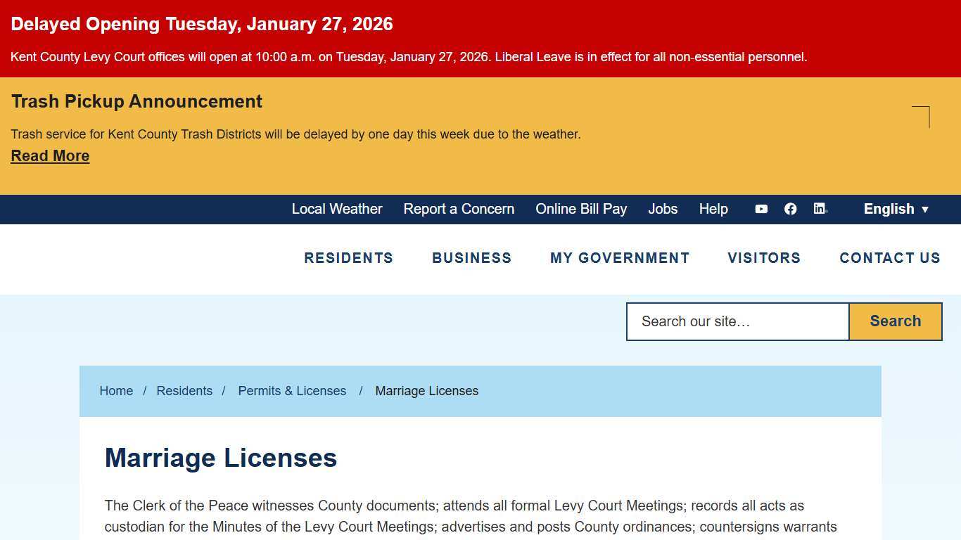 Marriage Licenses Kent County Levy Court