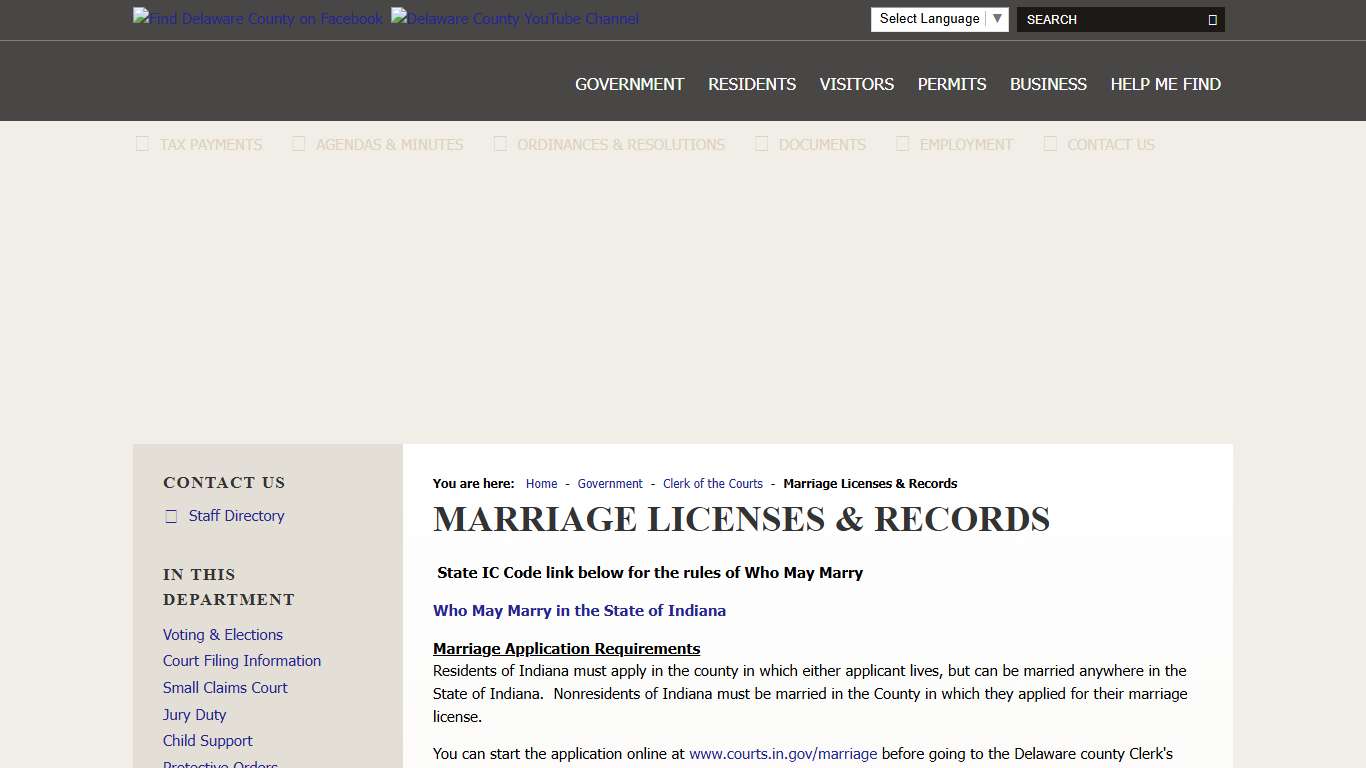 Delaware County, IN / Marriage Licenses & Records